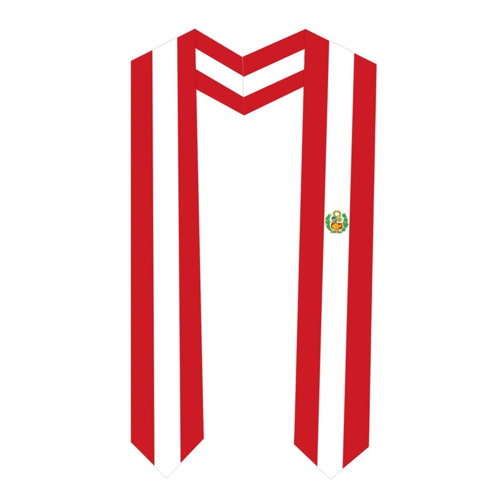 7964 Peru Flag Graduation Sash Satin Scarf 72" Stole for Abroad Student